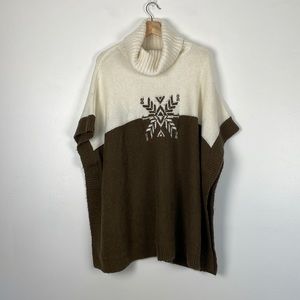 Land's End pullover cowl neck oversized cape poncho sweater Size Small/Medium